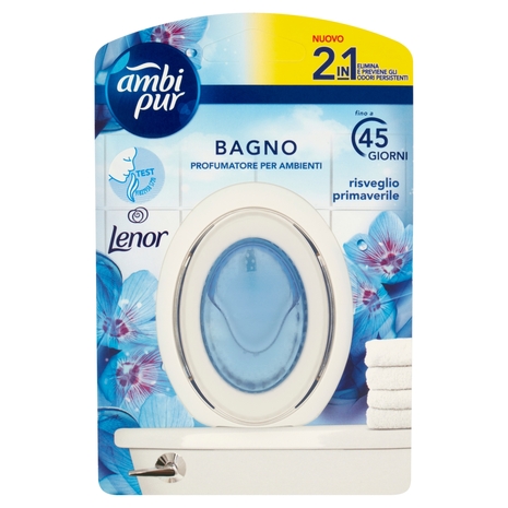 Ambi Pur Bagno 2in1 Elimina e Previene,Profumatore Ambienti,Lenor Risveglio Primaverile,1 Deodorante